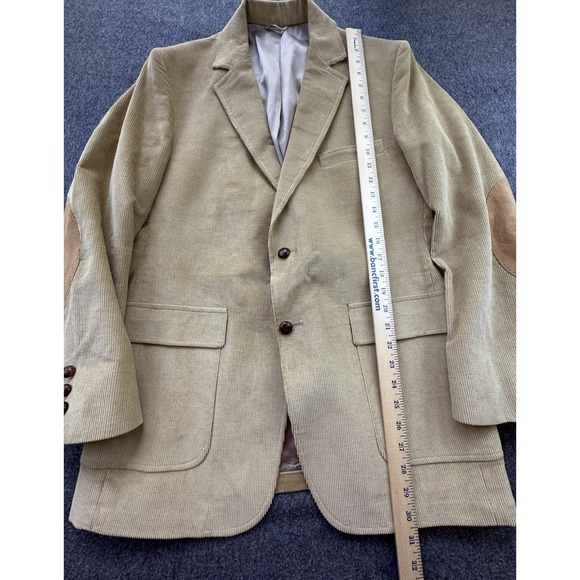 Anthonys Blazer Mens 42R Tan Corduroy Suit Jacket Elbow Patch Pockets Sport Coat - Picture 3 of 13